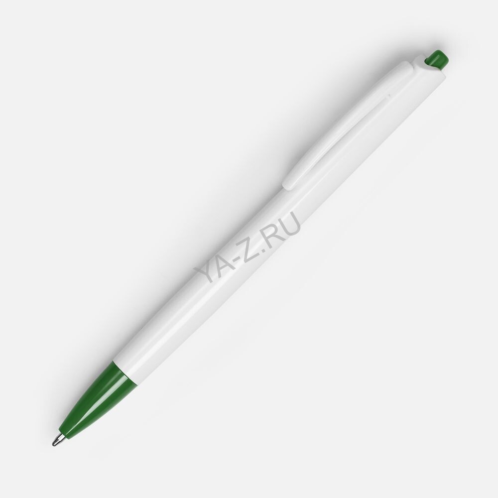 Ручка шариковая Tick, белая с зеленым