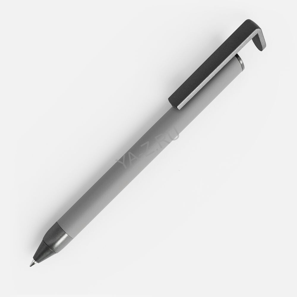 Ручка шариковая Standic с подставкой для телефона, серая