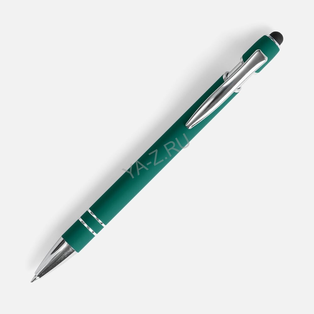 Ручка шариковая Pointer Soft Touch со стилусом, зеленая