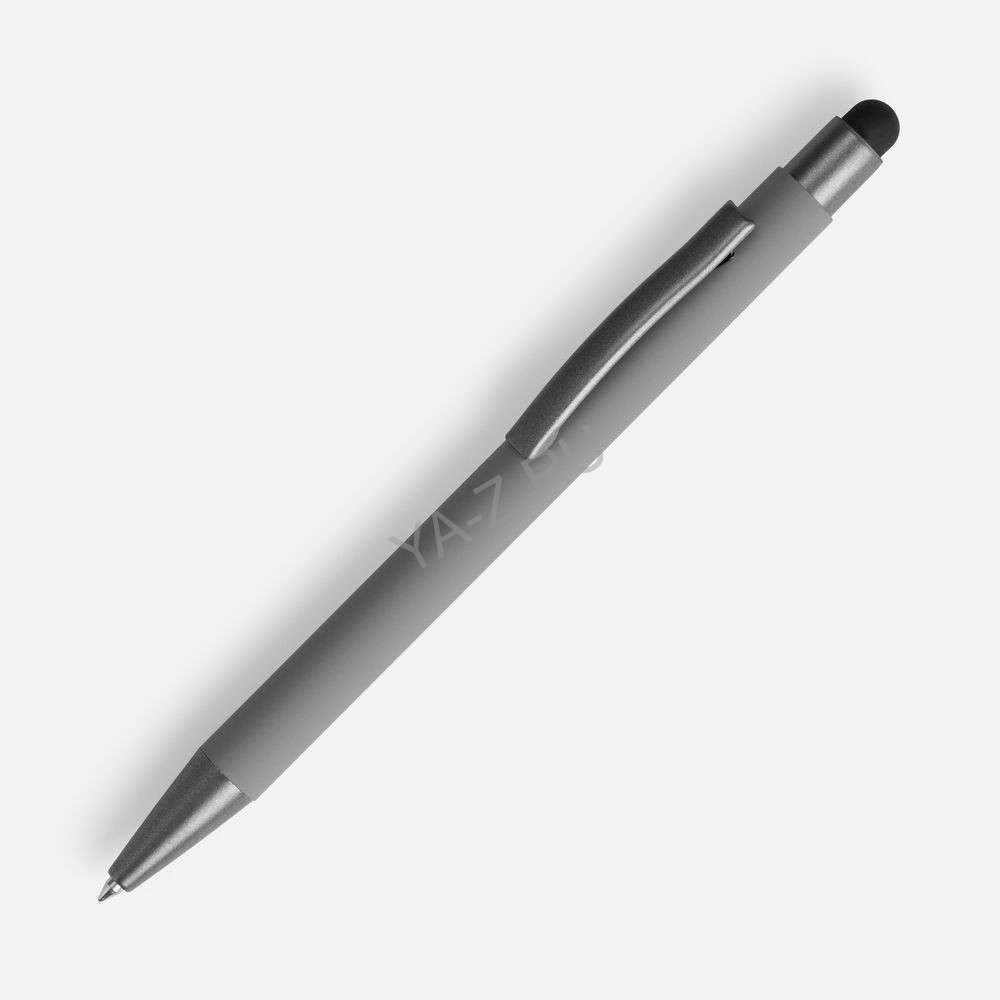Ручка шариковая Atento Soft Touch со стилусом, серая