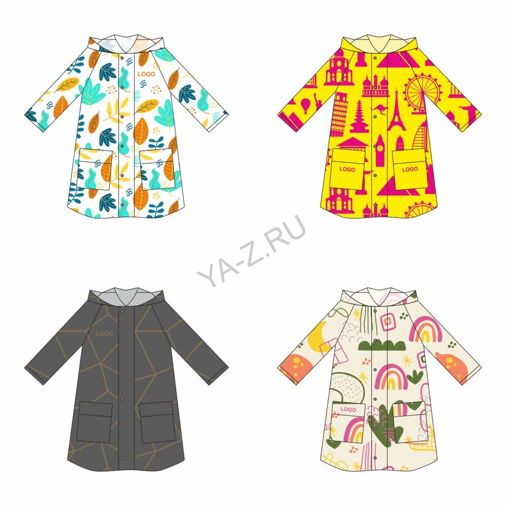 Дождевик классический RainCoat Premium на заказ, разноцветный, M/L