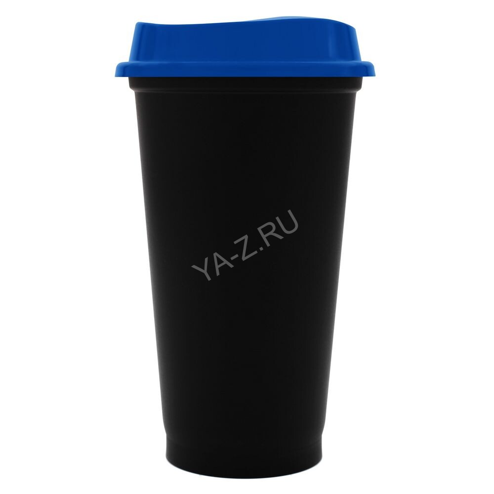 Стакан с крышкой Color Cap Black, черный с синим