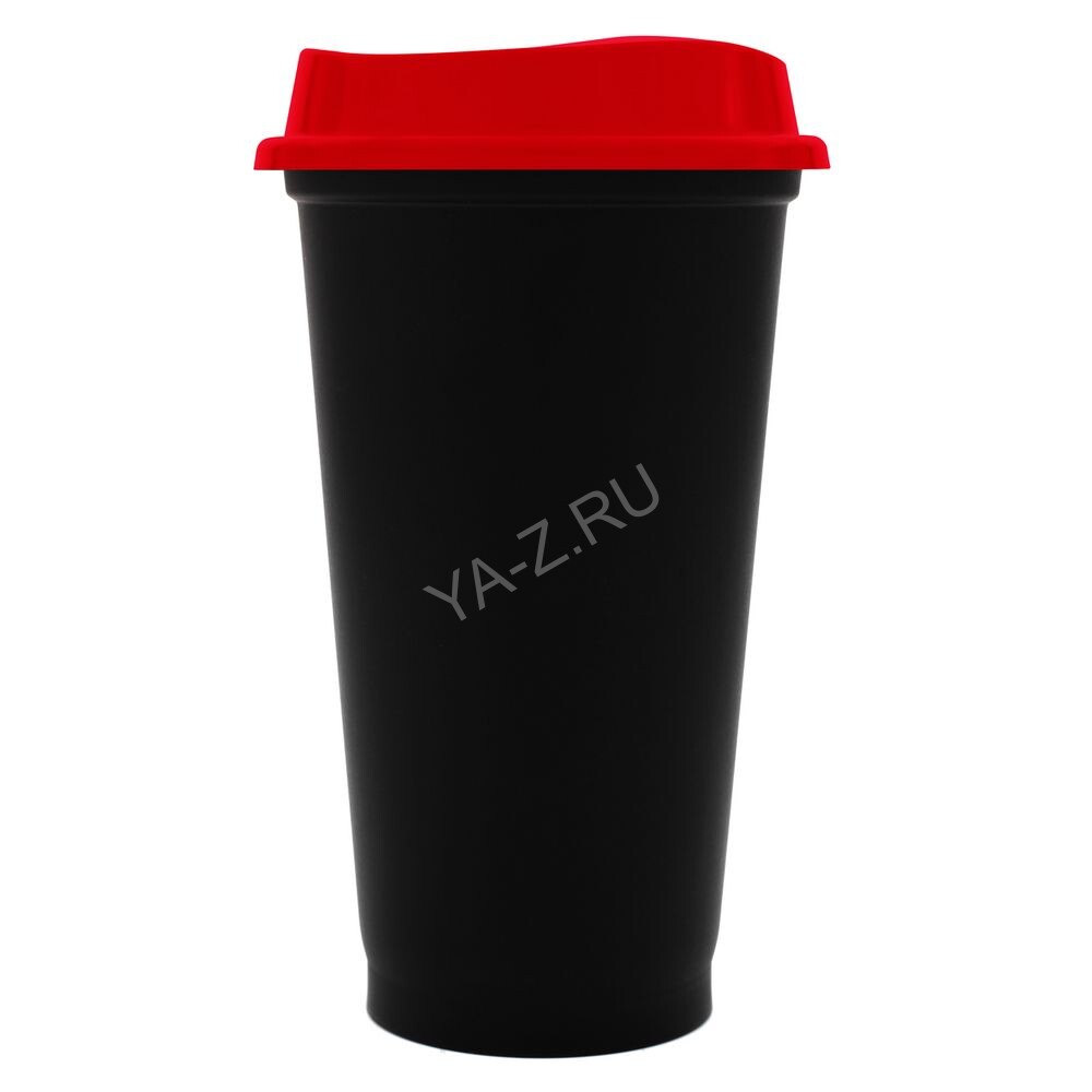 Стакан с крышкой Color Cap Black, черный с красным