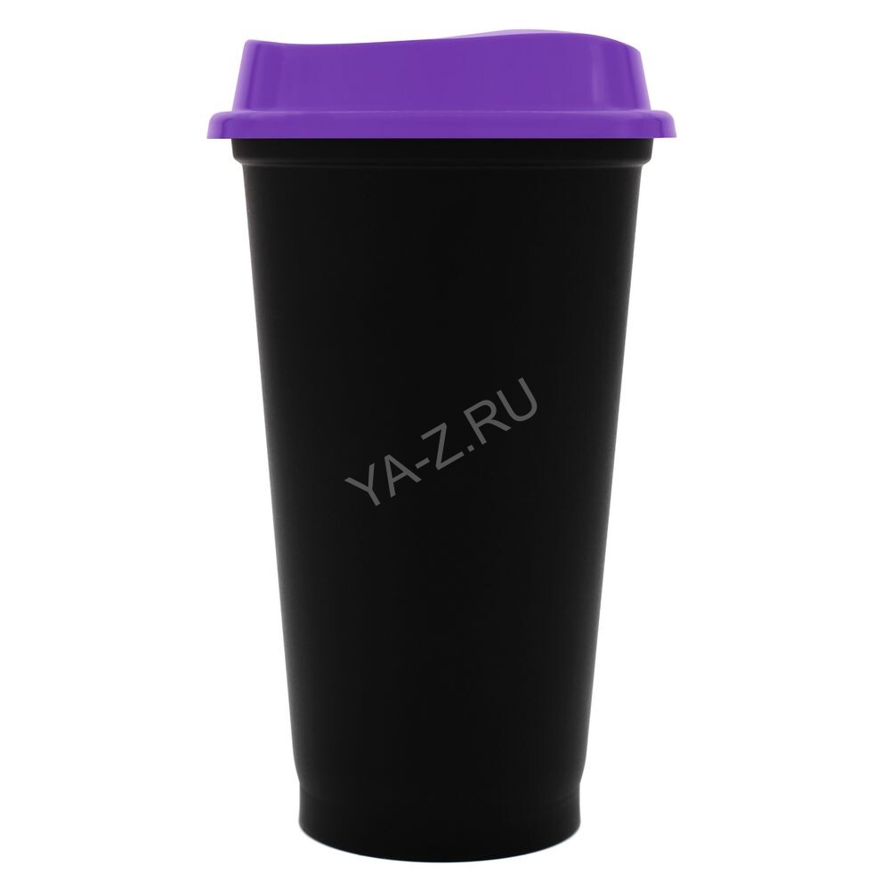 Стакан с крышкой Color Cap Black, черный с фиолетовым