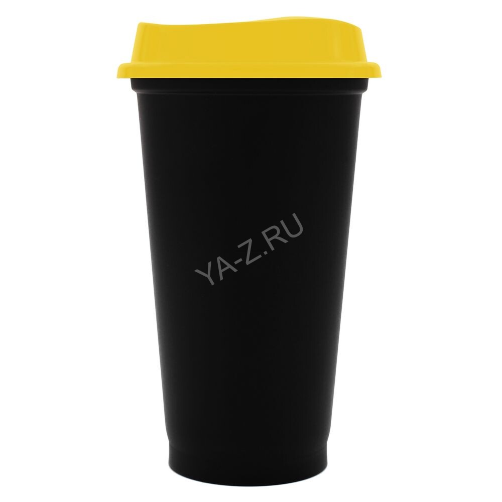 Стакан с крышкой Color Cap Black, черный с желтым