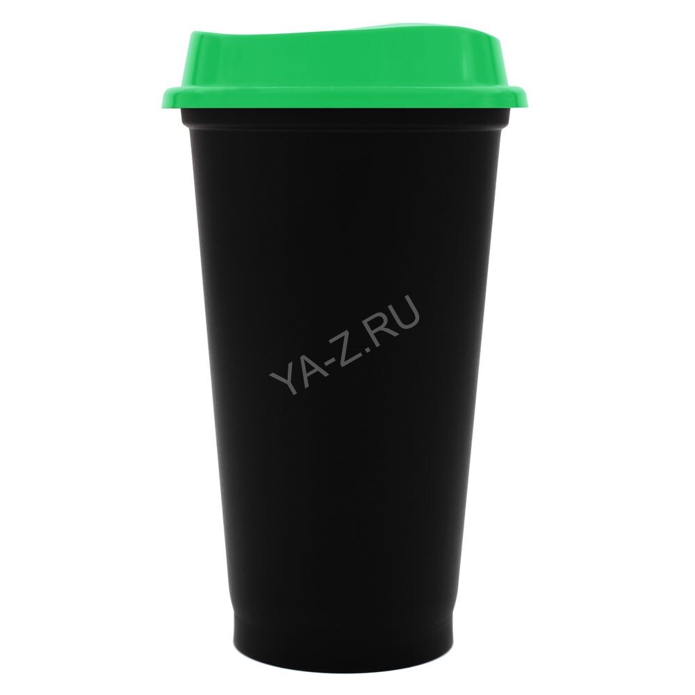 Стакан с крышкой Color Cap Black, черный с зеленым