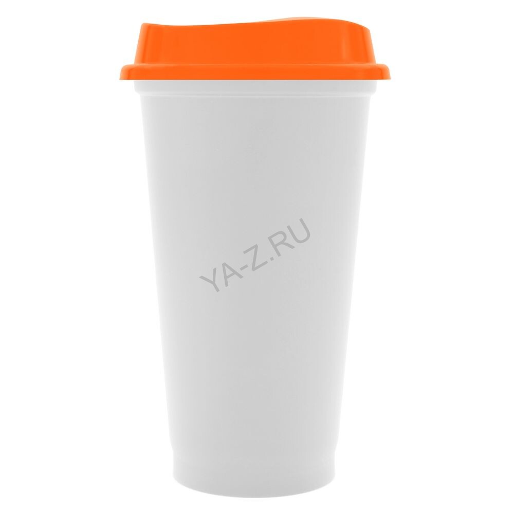 Стакан с крышкой Color Cap White, белый с оранжевым