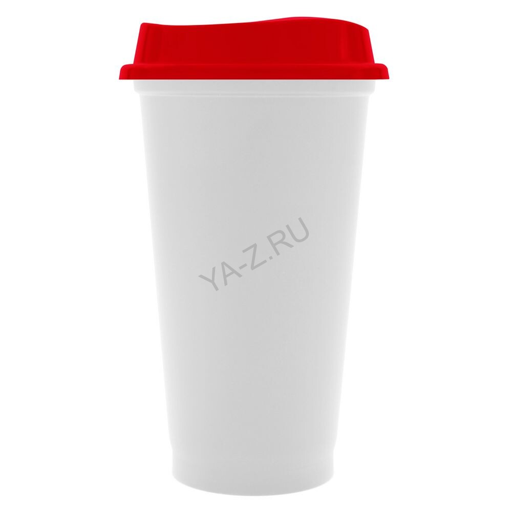 Стакан с крышкой Color Cap White, белый с красным