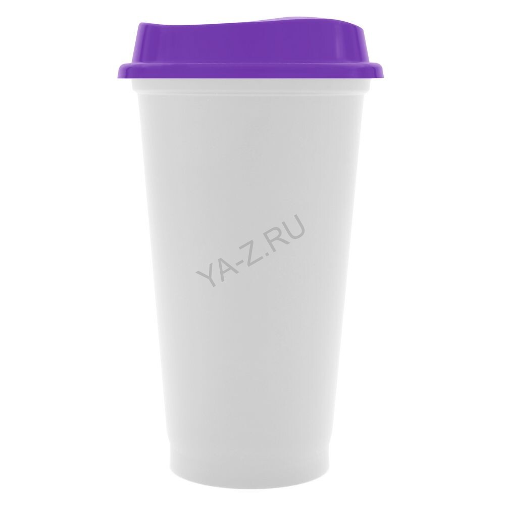 Стакан с крышкой Color Cap White, белый с фиолетовым