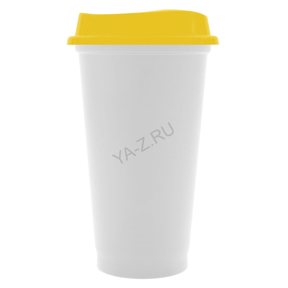Стакан с крышкой Color Cap White, белый с желтым