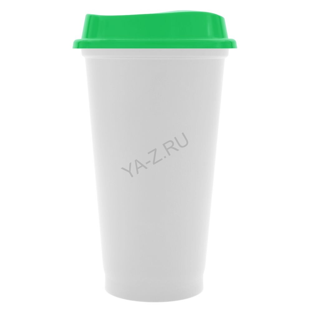 Стакан с крышкой Color Cap White, белый с зеленым