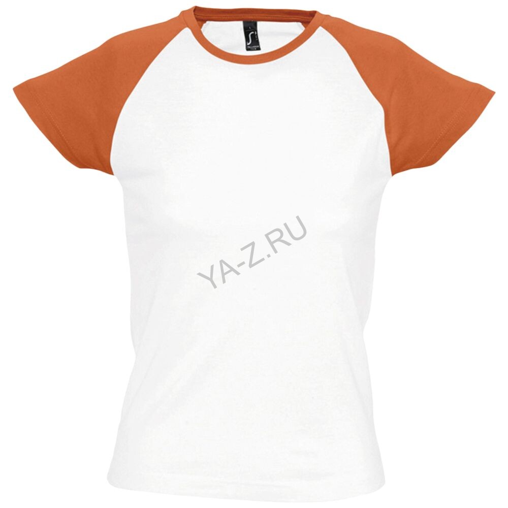 Футболка женская Milky 150 белая с оранжевым, размер S