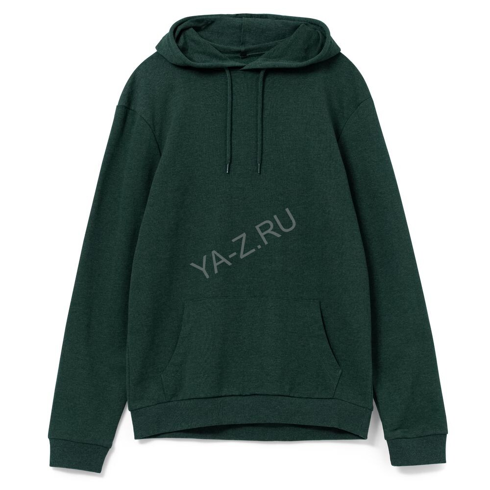 Толстовка с капюшоном унисекс Hoodie, темно-зеленый меланж, размер XS