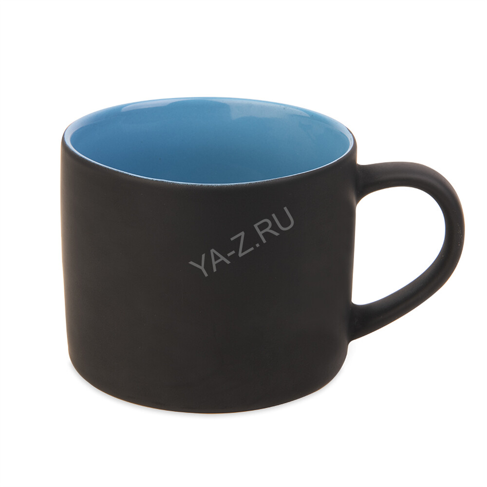 Кружка YASNA с покрытием SOFT-TOUCH, черный с голубым, 310 мл, фарфор