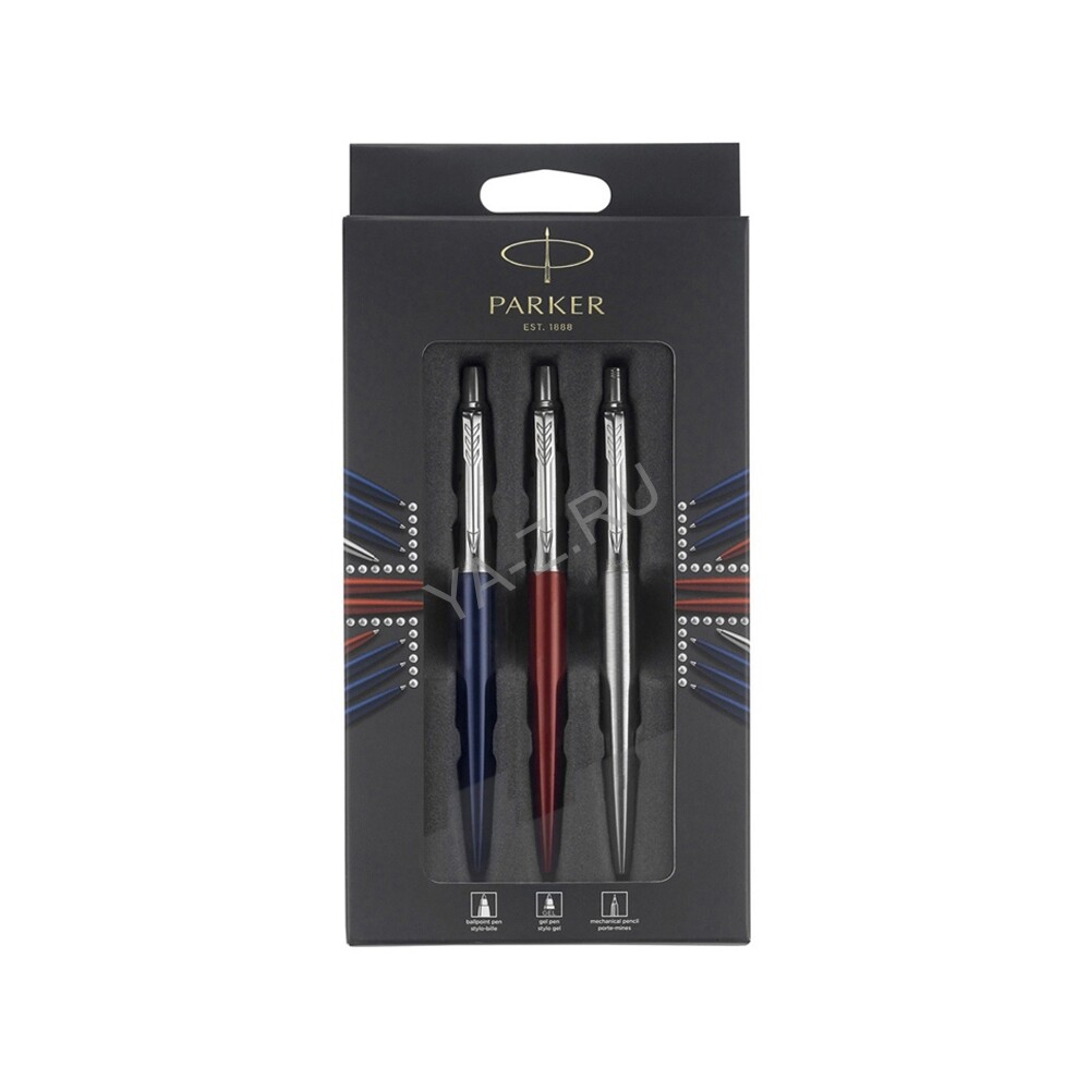 Набор Parker Jotter London Trio: ручка гелевая, ручка шариковая. карандаш