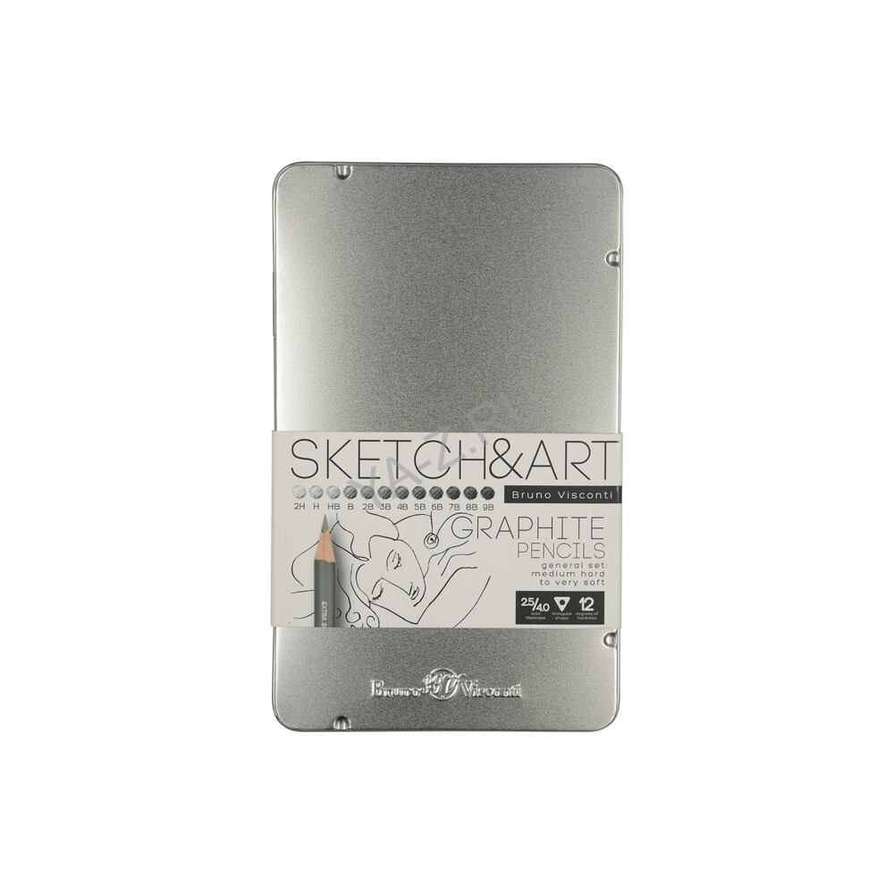 Набор из 12 чернографитовых карандашей «Sketch & Art» 2Н - 9В