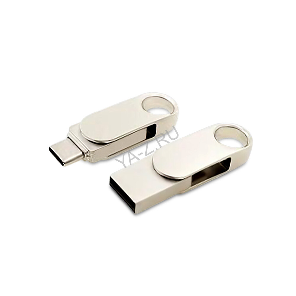 USB 3.0- флешка «Uranium» на 128 Гб с поворотным механизмом и дополнительным разъемом Type-C