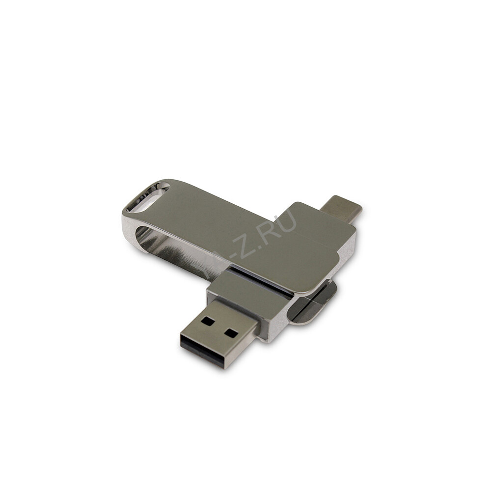 USB 3.0- флешка на 16 Гб с поворотным механизмом и дополнительным разъемом Type-C