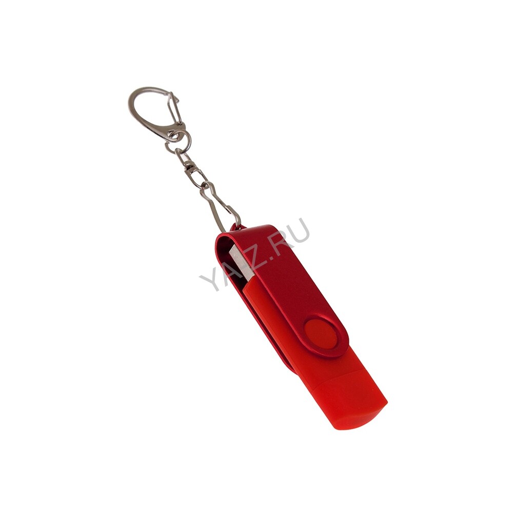 USB 2.0- флешка на 8 Гб с поворотным механизмом и дополнительным разъемом Type-C