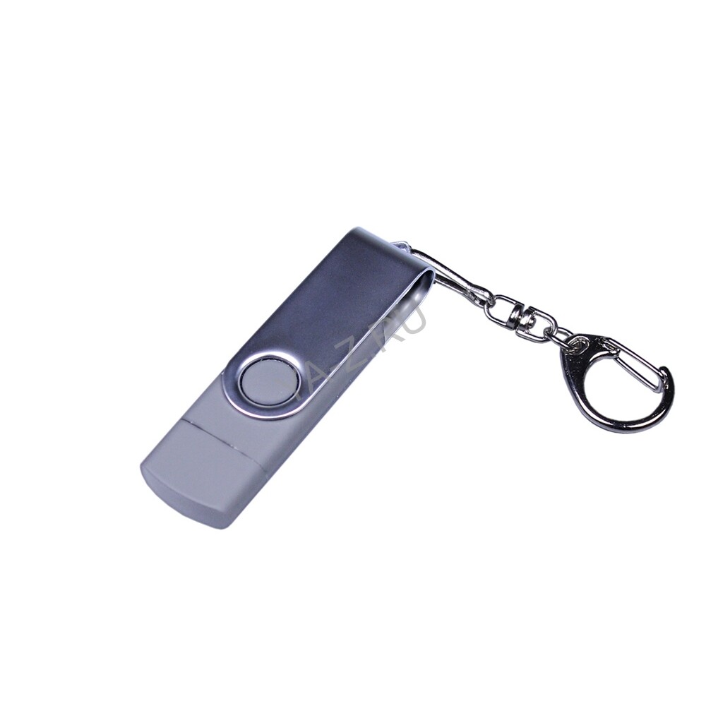 USB 2.0/micro USB/Type-C- флешка на 16 Гб c поворотным механизмом