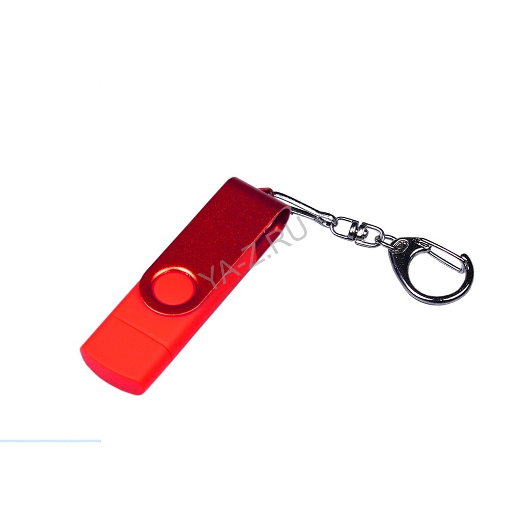 USB 2.0/micro USB/Type-С- флешка на 16 Гб 3-в-1 с поворотным механизмом