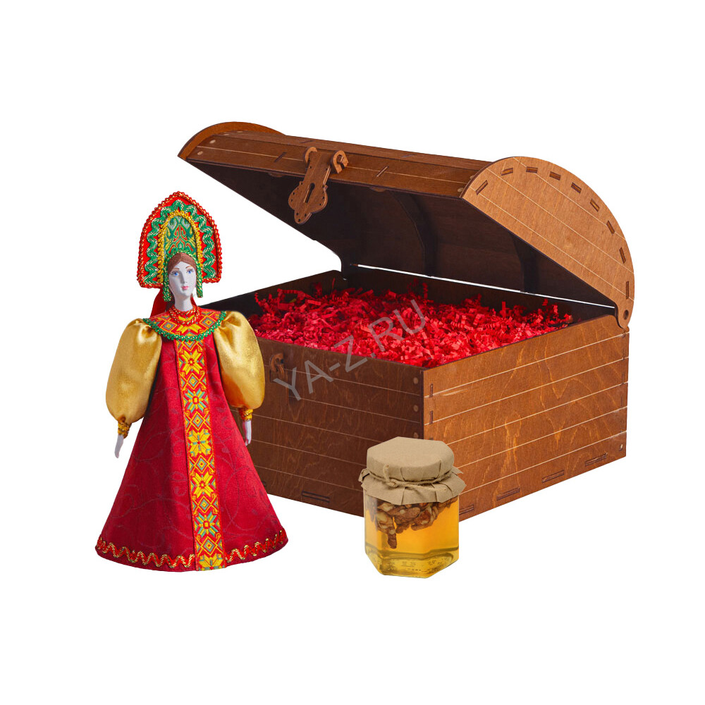 Подарочный набор: кукла фарфоровая, мёд с гецким орехом