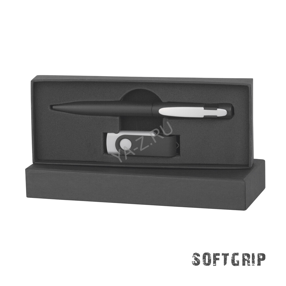Набор ручка + флеш-карта 16 Гб в футляре, покрытие softgrip