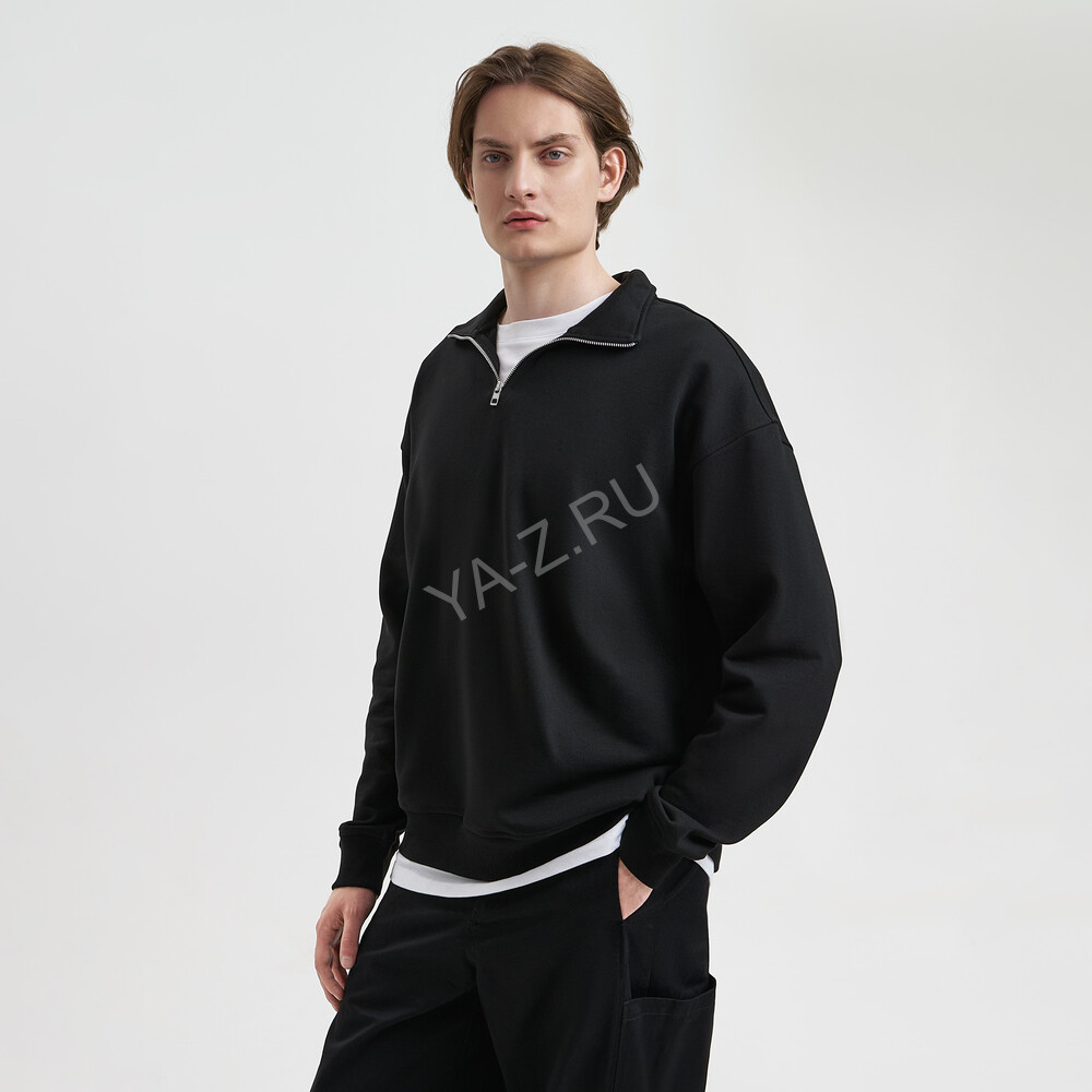 Толстовка на молнии унисекс Флоу (Flow), черная, размер 3XL/4XL