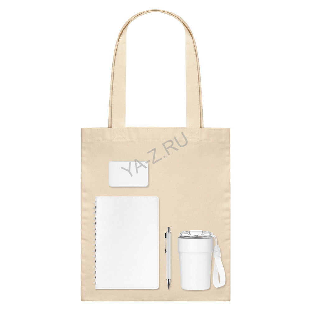 Подарочный набор Велком Пак (Welcome Pack), белый (термокружка, ежедневник, ручка, ЗУ, шоппер)