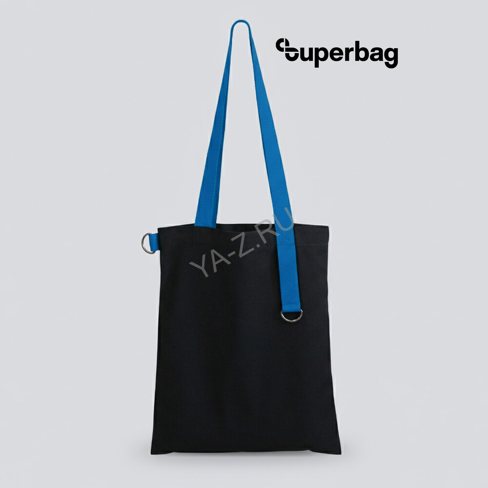 Шоппер Superbag black (чёрный с голубым)