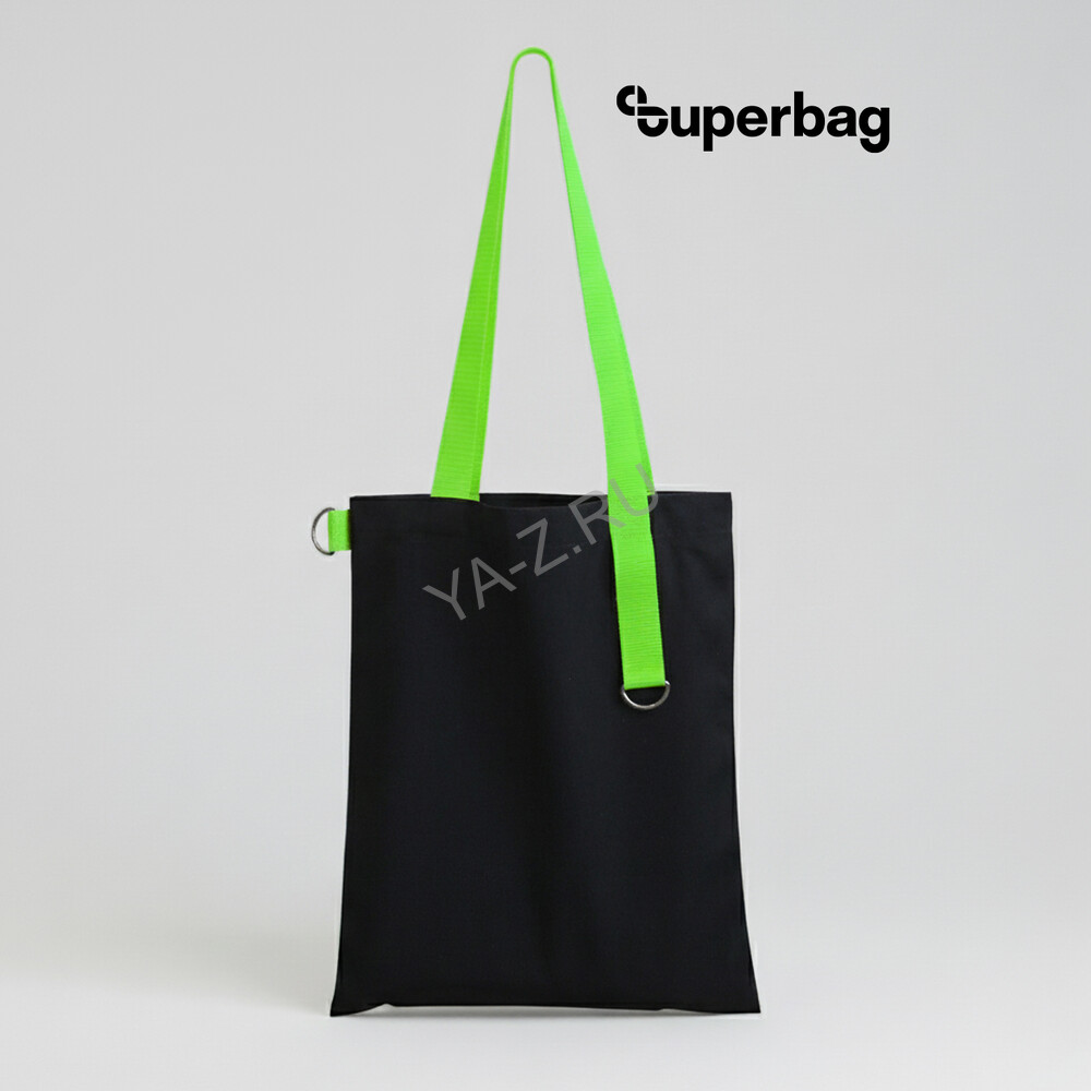 Шоппер Superbag black (чёрный с салатовым)