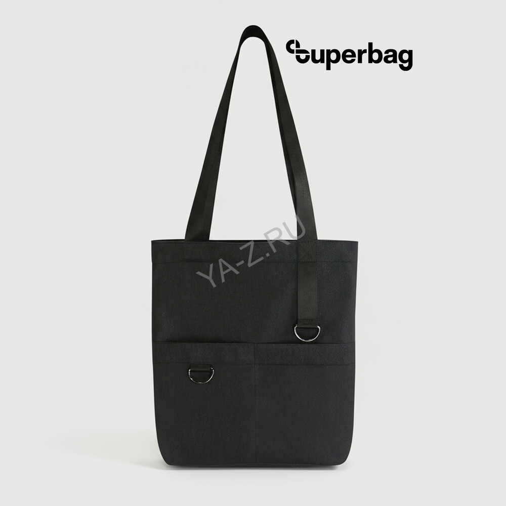 Шоппер Superbag ZIP, с двумя карманами и молнией (черный)