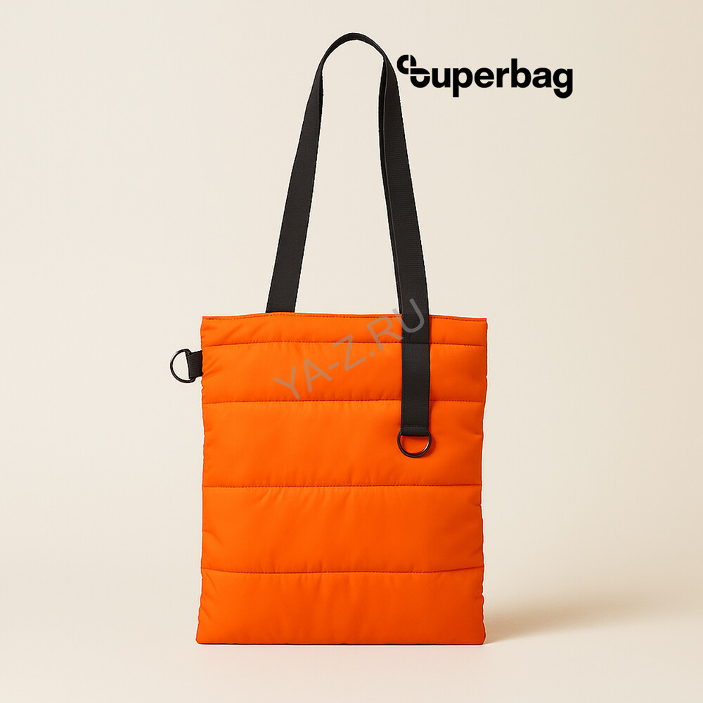 Шоппер Superbag Bubble, стёганый, с магнитной кнопкой (оранжевый с черным)