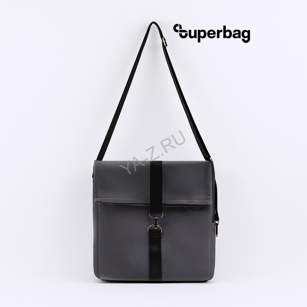 Шоппер Superbag Companion, с тремя отделениями, боковым креплением (карабин) и карманом (серый с черным)