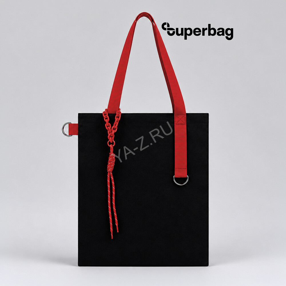 Набор Superbag Red accent: шоппер с обвесом (чёрный с красным)