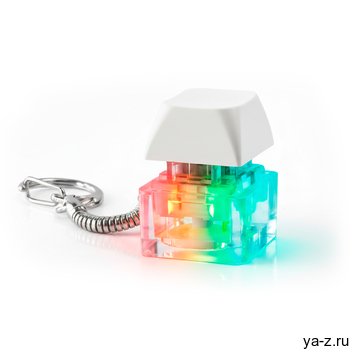 Брелок PUSH ME с LED подсветкой (фонарик), Белый
