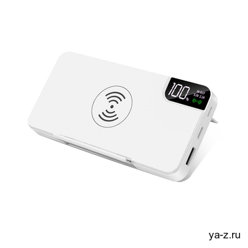 Внешний аккумулятор gPro QI, с беспроводной зарядкой 10000 mAh, белый