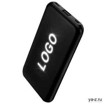Внешний аккумулятор Kugo, 10000 mAh с подсветкой гравировки, черный