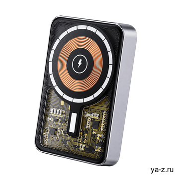 Магнитный внешний аккумулятор Proton с беспроводной зарядкой (15W), 10000 Mah, графитовый