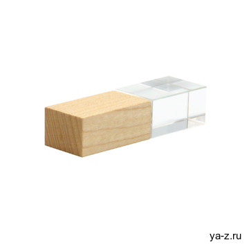 Флешка Кристал Bamboo 16 Гб, белая подсветка