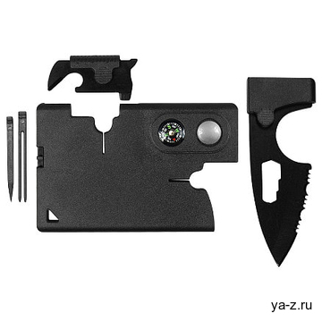 Карточка Tools leeds, 9 функций, инструменты из нержавеющей стали, корпус из полупрозрачного черного пластика