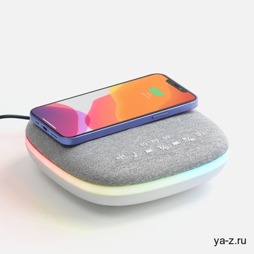Bluetooth-колонка с беспроводной зарядкой и подсветкой Terrafonic, серая