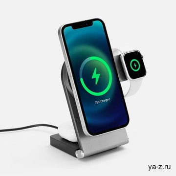 Складная станция беспроводной зарядки transForm, серый металлик