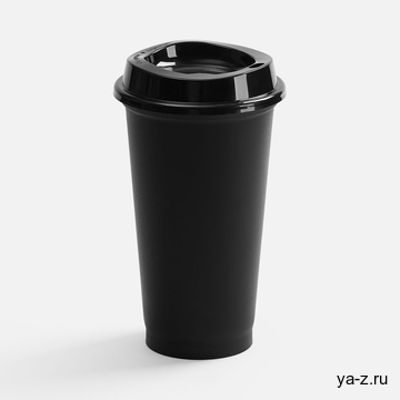 Стакан с крышкой Color Cap, ver.2, черный