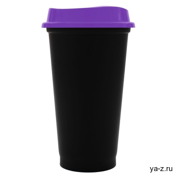 Стакан с крышкой Color Cap Black, черный с фиолетовым