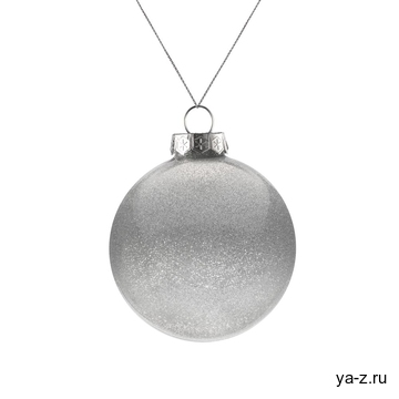 Елочный шар Finery Shine, 8 см, глянцевый серебристый с глиттером