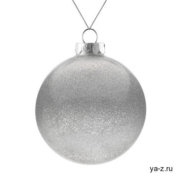 Елочный шар Finery Shine, 10 см, глянцевый серебристый с глиттером