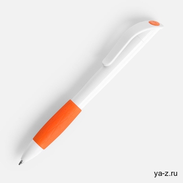 Ручка шариковая Grip, белая с оранжевым