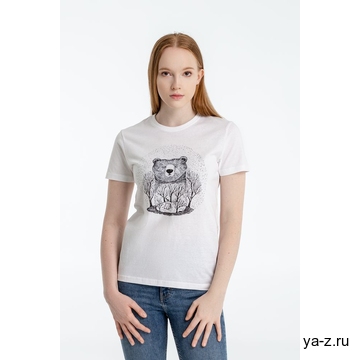 Футболка женская Bear, белая, размер S