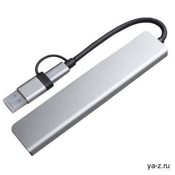 USB-хаб ROOT 8 в 1, серый, алюминий